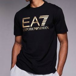 Armani EA7 logo t-shirt in black and gold. Men’s size L