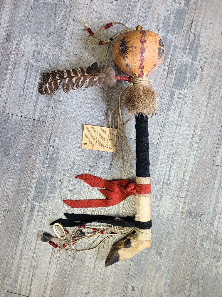 Authentic Winterwolf Indian Artifacts Deer Dancer Rattle Instrument