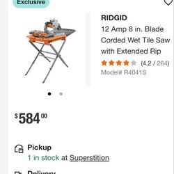 Rigid 8 Inch Tile Saw