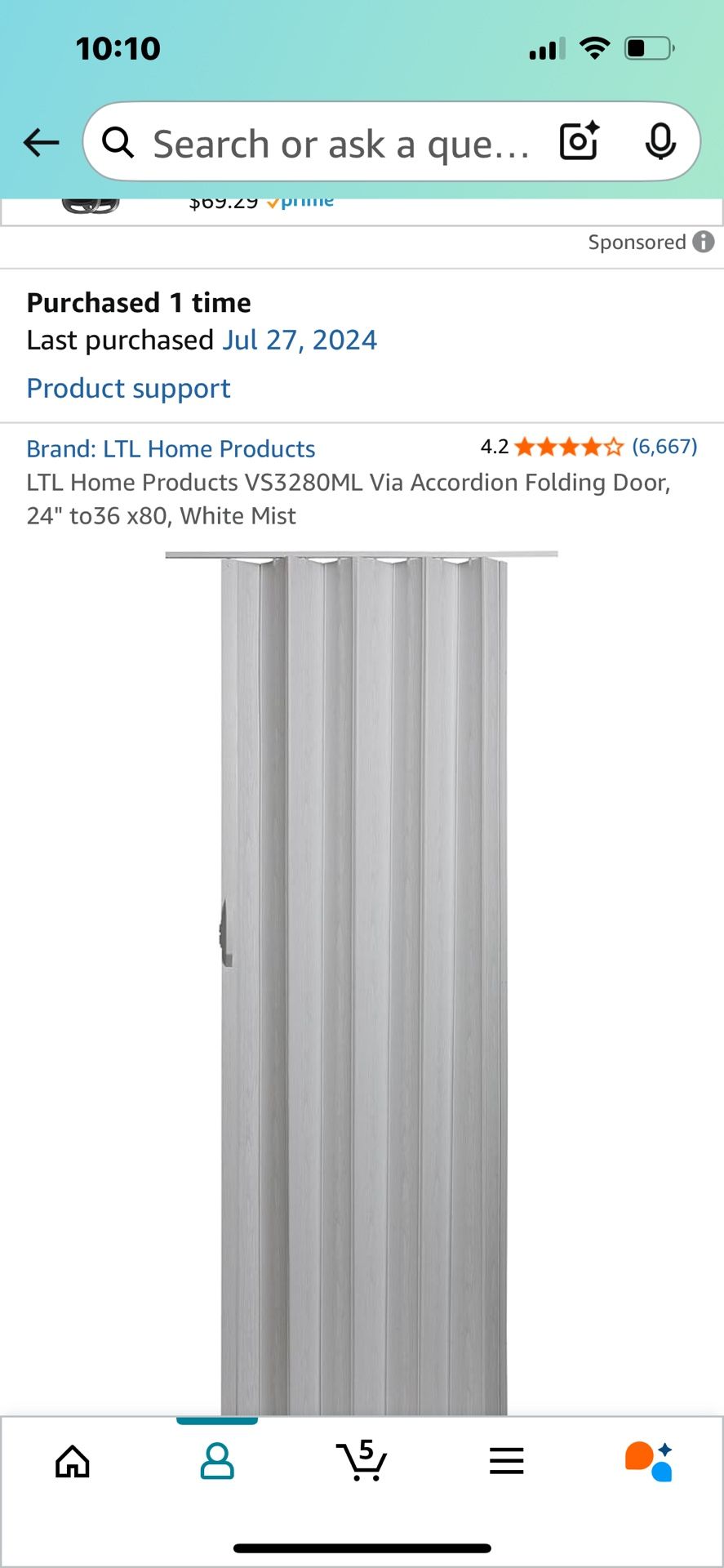 White Mist Accordion Folding Door-brand New