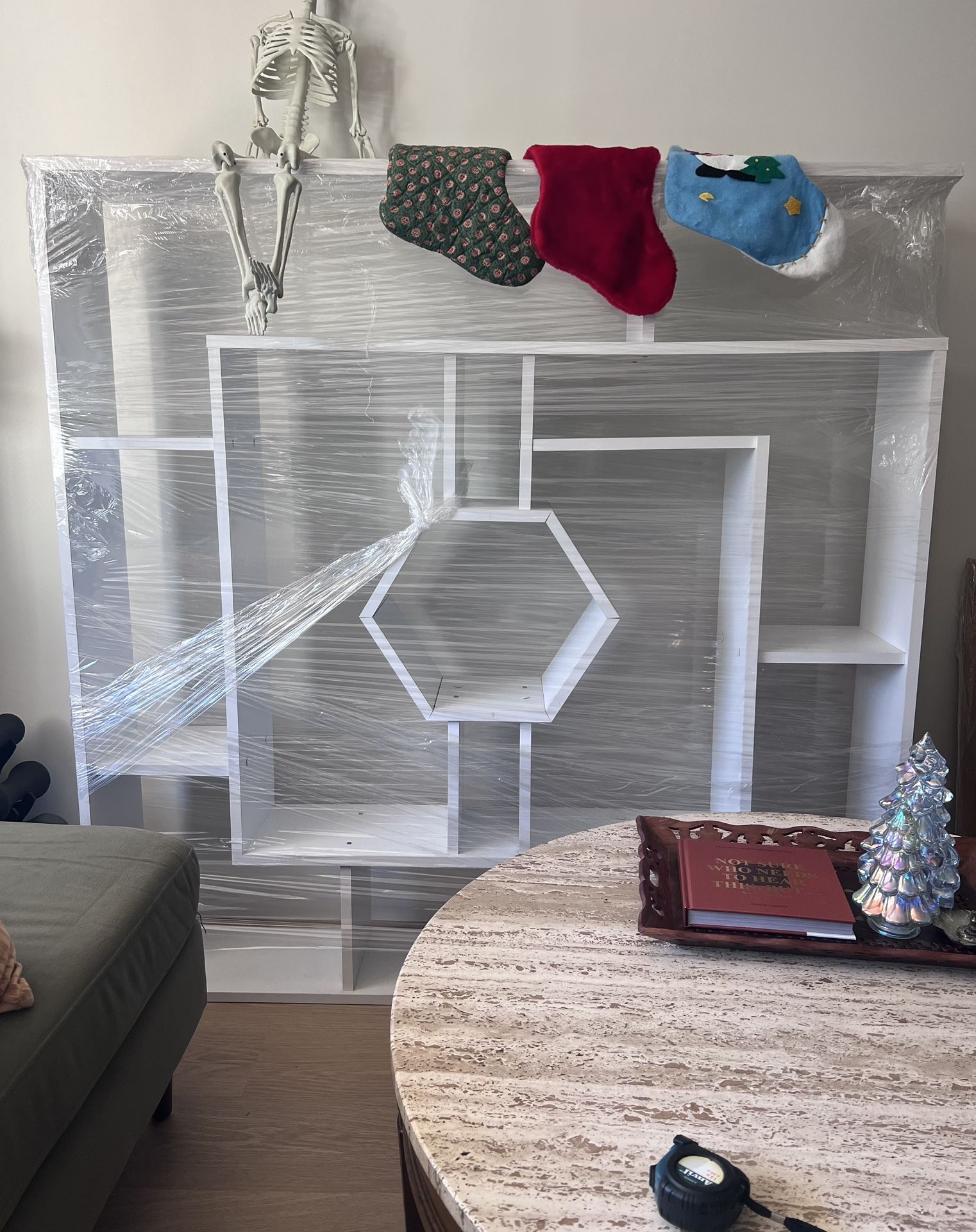 White Geometric Bookshelf Bookcase