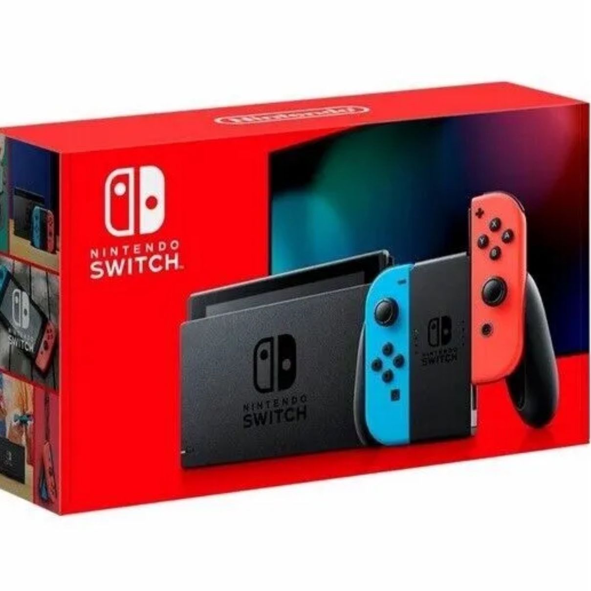 Nintendo Switch With Neon Blue And Red Joy Cons 