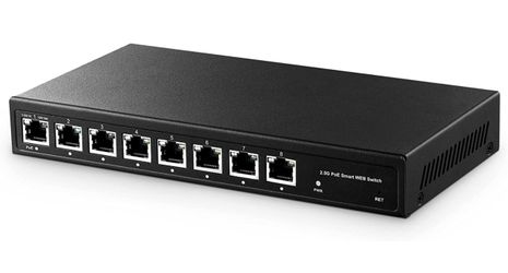 Binardat 8 Port 2.5G PoE Switch Web Managed, 8 x 2.5 Gigabit RJ-45 Base-T Ports, IEEE802.3af/at, 120W Power Supply, Multi-Gigabit Desktop Ethernet Swi