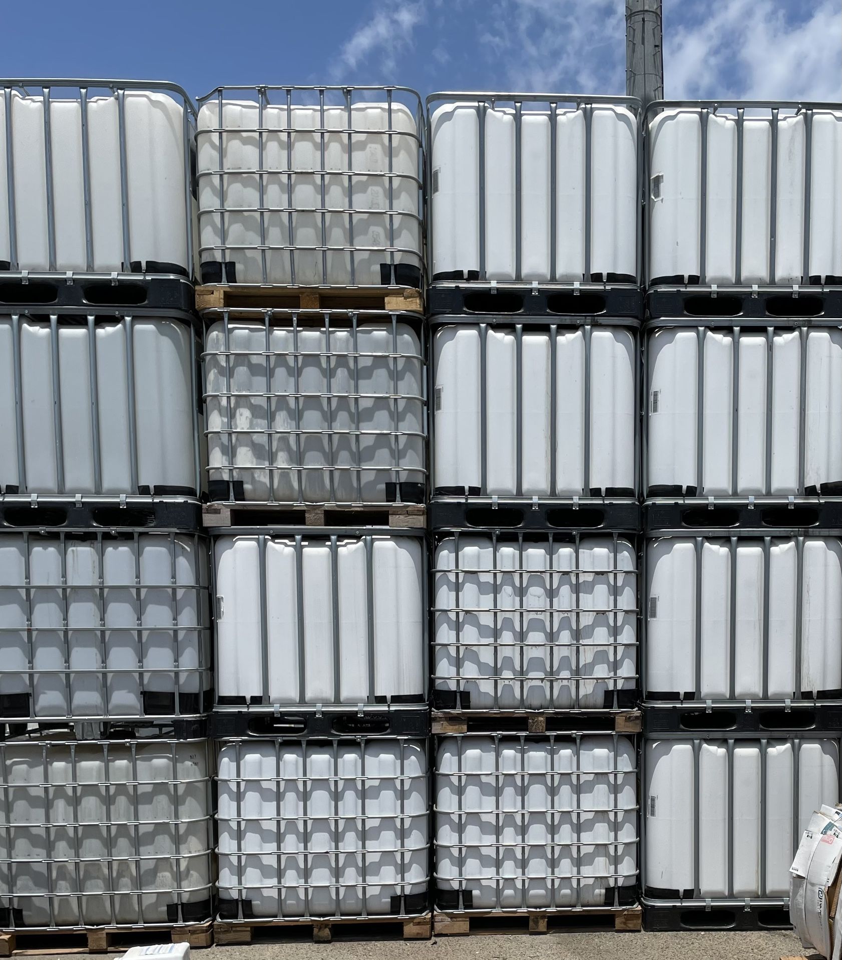 White totes some clear semi-new 275 gall. $20 Each