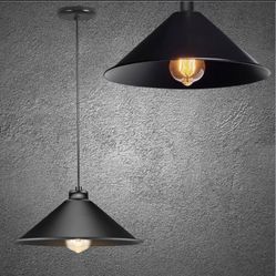 12 Inch Modern Black Pendant Light, Minimalist Cone Pendant Lamp, Industrial Adjustable Height Hanging Lights