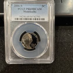 2006 S Gem Proof Monticello Jefferson Nickel Graded At PR69 With A Deep Cameo R-5