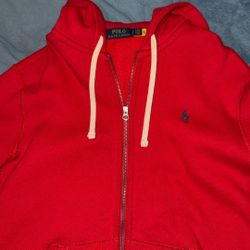 Red polo zip up hoodie