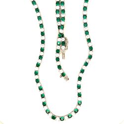 Silver 925 Emerald/Cz Tennis Necklace