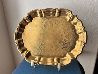 Vintage Etched Brass Tray