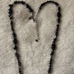 Vintage SAJEN 925 India Sterling Silver And Black Beaded Necklace…18”