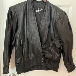 Vintage '80s Winlet Black  Leather Bomber Jacket