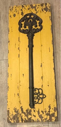 Rustic Wood Plank Wall Art with Key