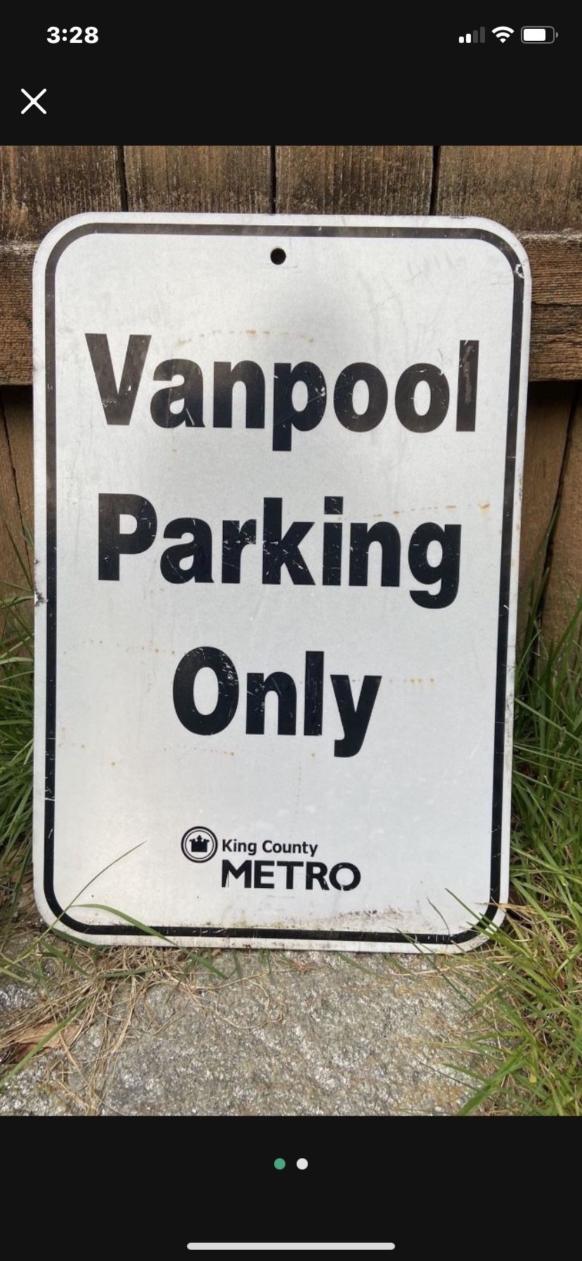 Metal Metro “Vanpool Parking Only" Sign