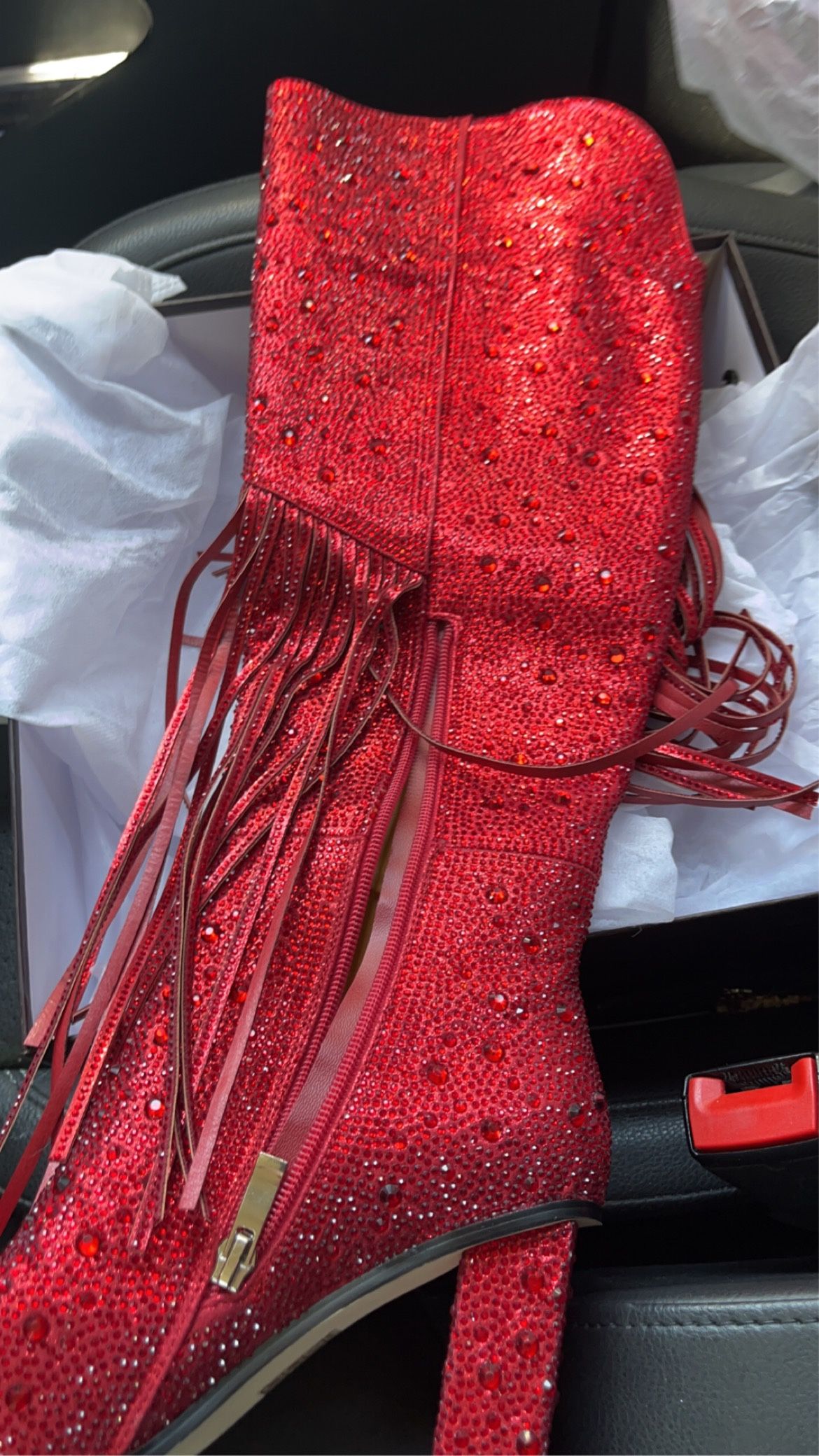 Knee High Red Boots Size But Also Fits Someone Size Brand New