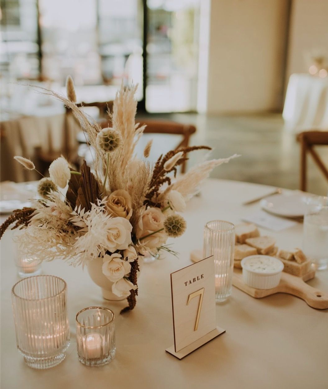 Light Wooden Golden Table Numbers