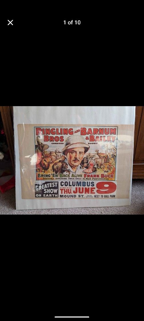Vintage Ringling Bros And Barnum & Bailey Bring 'Em Back Alive Frank Buck Appearing
Poster