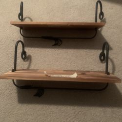 Pair Of Wall Shelves With Hooks