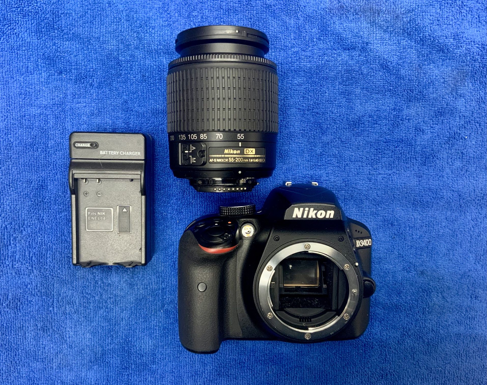 Nikon D3400 24.2 Megapixel DSLR Digital Camera Cam Kit 55-200mm Lens AF Nikkor 1:4-5.6G Zoom Photo Photography Video Record Videography Hobby Outdoor 