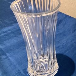Vase Clear Pressed Glass Ribbed Trumpet - REIMS France