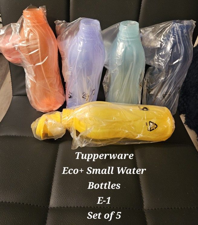 Tupperware Eco+ Small Water Bottles E-1 Set Of 5