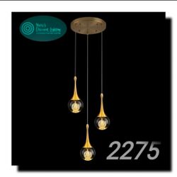 AIRYPHANT 3 Light Gold Pendant Lighting, 15W Modern Dimmable LED Teardrop...