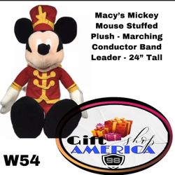Macy’s Mickey Mouse Stuffed Plush - Marching Conductor Band Leader - 24” Tall W54