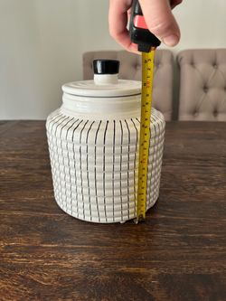Large Black & White Ceramic Lidded Canister – 9”