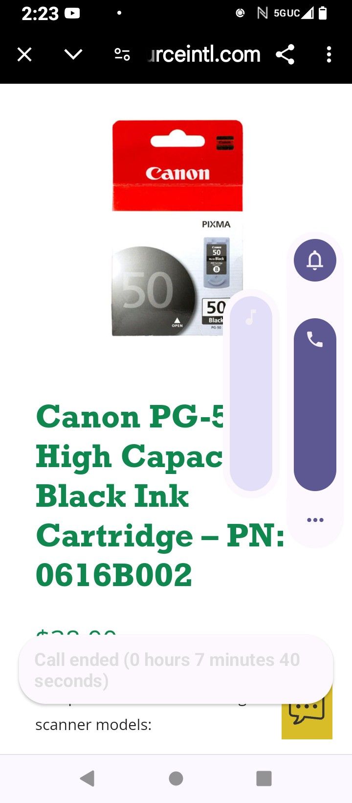 Canon PIXMA 1 Cartridge 50 Black