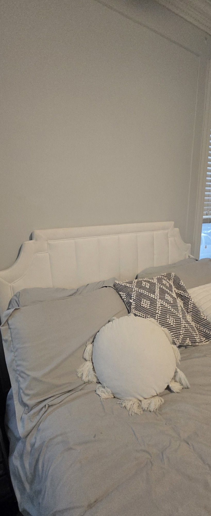 White Velvet Queen Headboard With Bed Frame