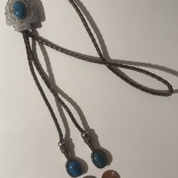 Vintage Silver And Turquoise Bolo Tie Arrowhead