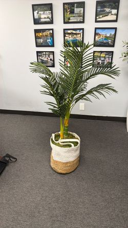 Artificial Palm Tree in Woven Basket