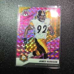 JAMES HARRISON STEELERS PINK YELLOW MOSAIC NFL SPORTS CARD!
