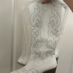 White Cowboy Boots Size 9
