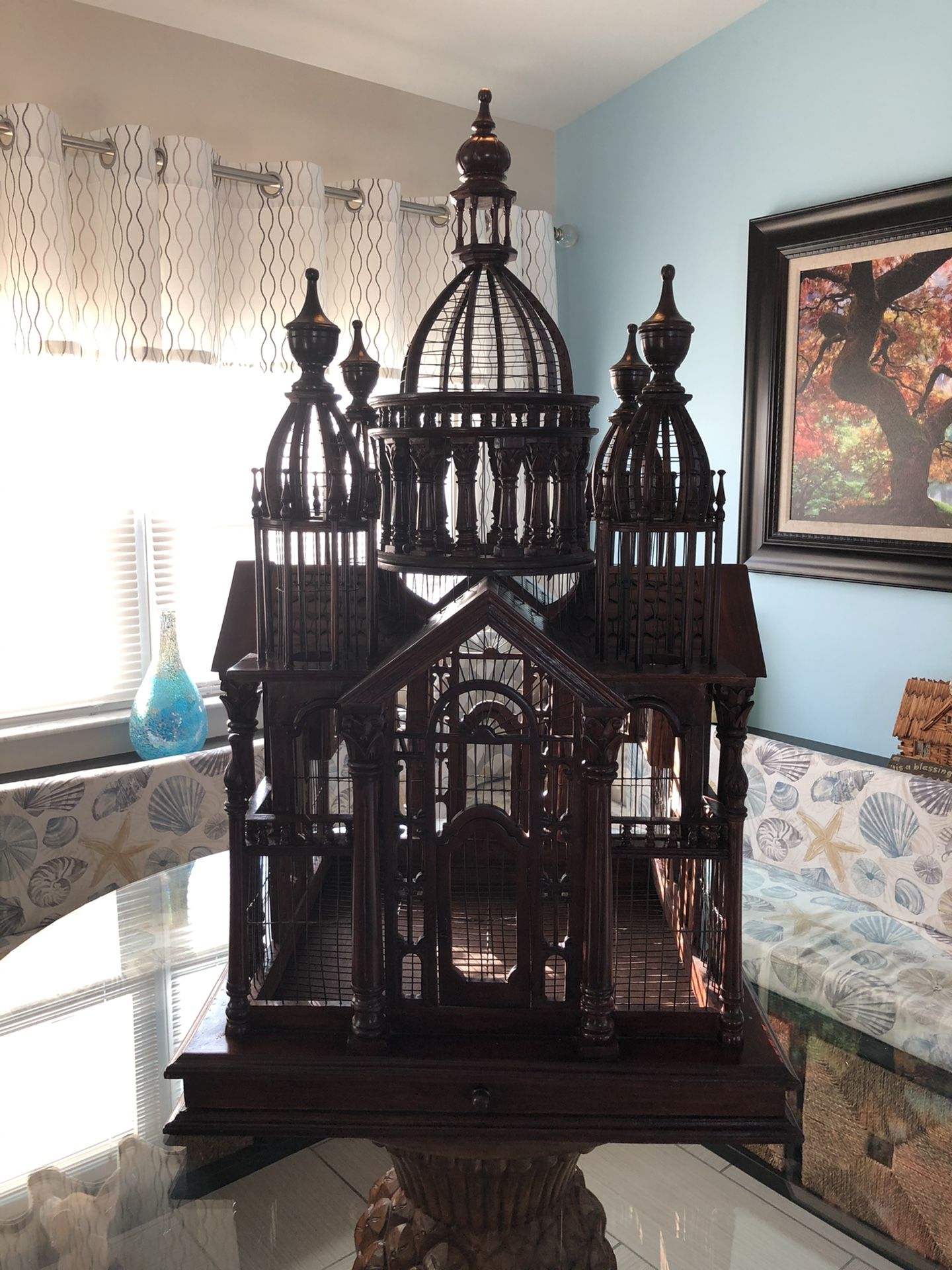 Antique Bird Cage- Mahogany Wood