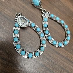 Turquoise hooped earrings