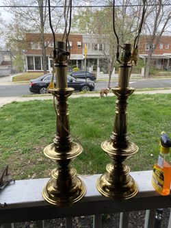 Vintage Stiffel Brass Table Lamps  (Pair