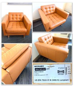 IKEA Orange Leather Morabo Armchair (34w x 26.5h) [Retail $699] $399 OBO (43% OFF)