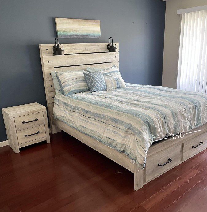 Bedroom Furniture Set 🌟 Queen Size Bed Frame With 2 Drawers Storage ⭐ Dresser Nightstand Chest Mirror Mattress Available 