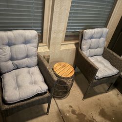 3-Piece Wicker Patio Set with Cushions 