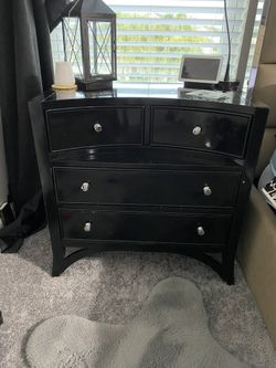(2) Solid Dark Black Wood Over Sized Nightstands