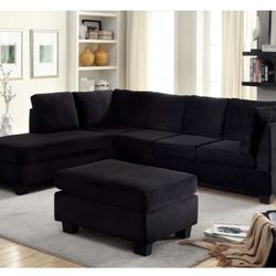 Black Sectional Sofa - Ottoman Sold Separate 