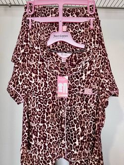 Juicy Couture Leopard Medium 3 Piece Pajama Set Sleepwear NEW