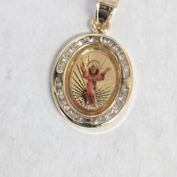 14kt Gold CZ Stone Religious Charm