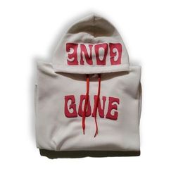 GONE Hoodie In White | Red × Burgandy |