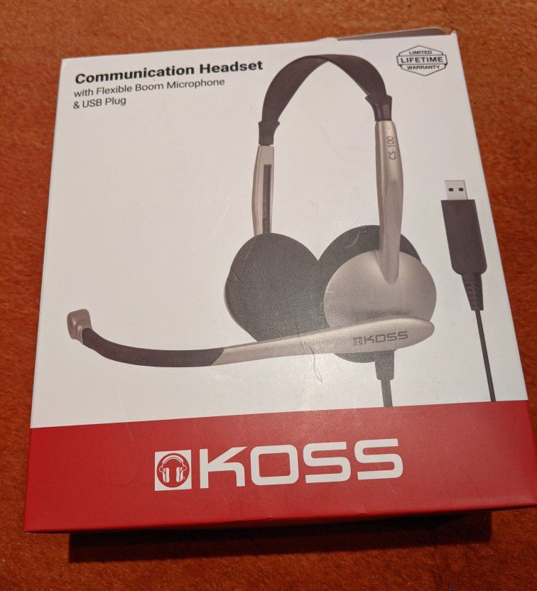 Koss Communication Headset with Flexible Boom Microphone & USB Plug 