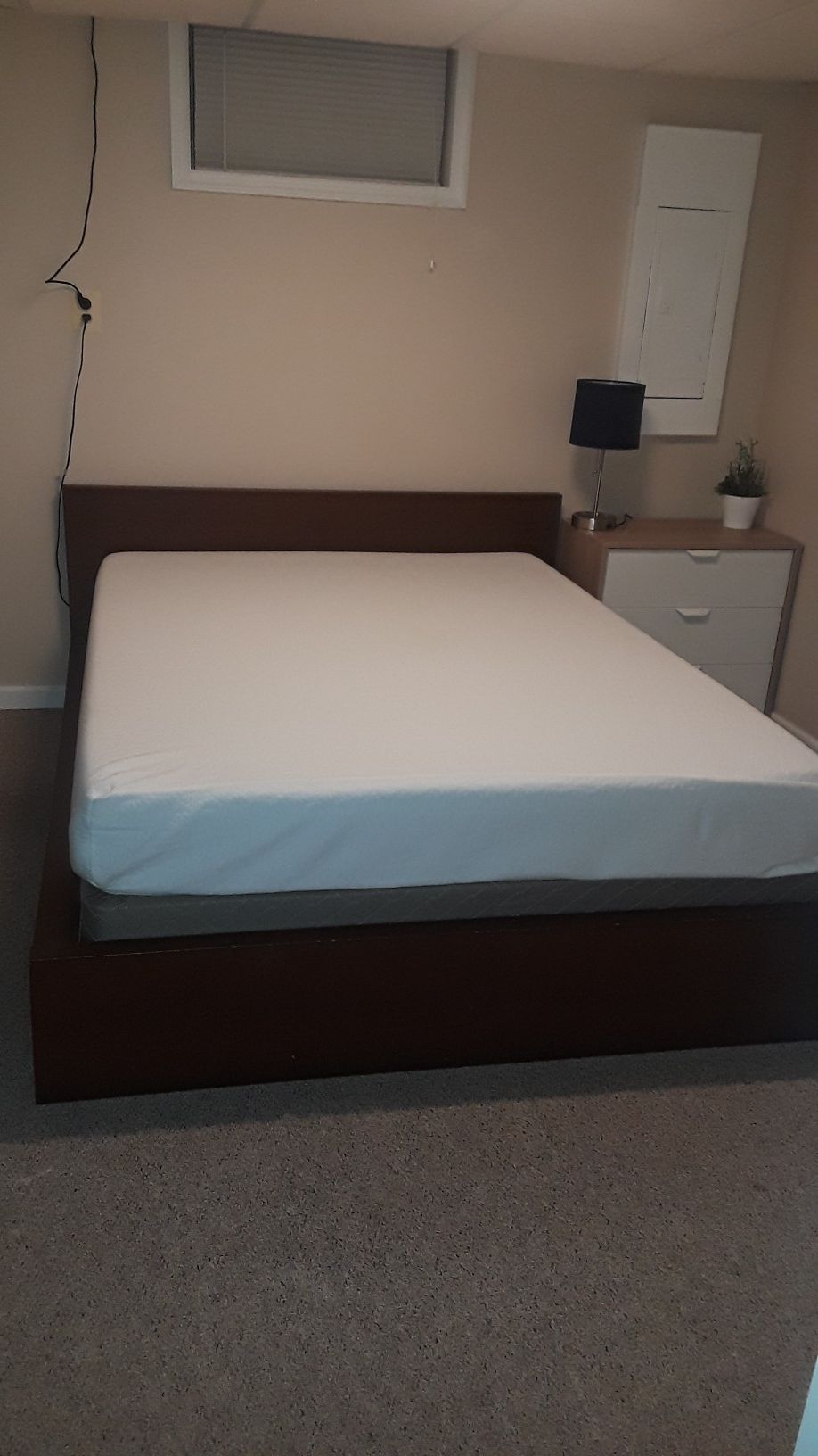 Queen Bed Frame, Memory Foam Mattress and box spring