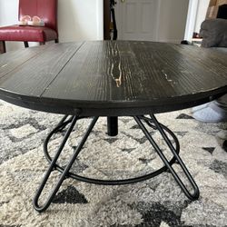 Industrial Style Adjustable Coffee Table That Rises Higher For Dining 