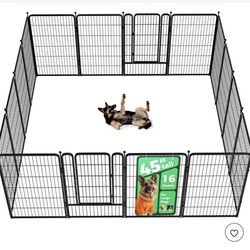 FXW Rollick Dog Playpen for Indoor, Yard, RV Camping, 45 inch 16 Panels for Large Dogs, Black