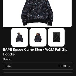 Bape Space Camo Shark WGM Full-Zip Hoodie