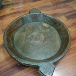 Beautiful Handmade Early Antique Primitive Wood Turtle Dough Bowl Hand Made Old